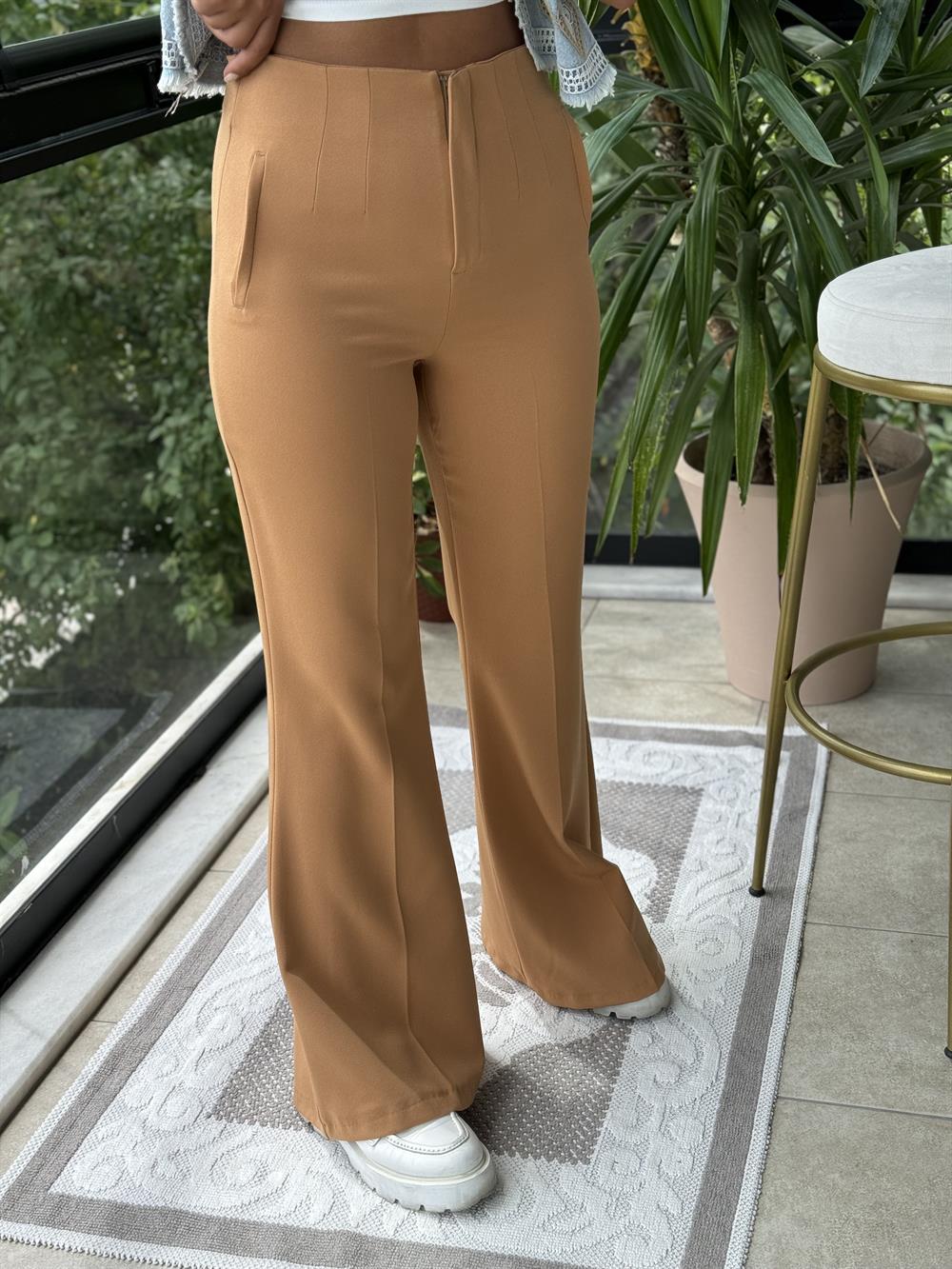  ZRA Model İspanyol Kumaş Pantolon Camel