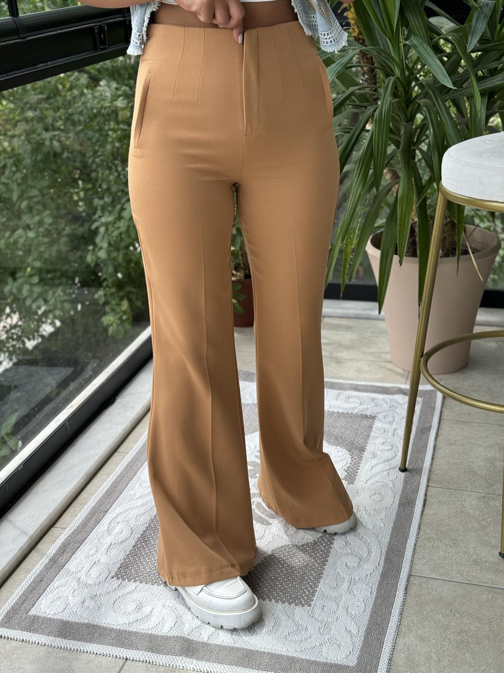  ZRA Model İspanyol Kumaş Pantolon Camel