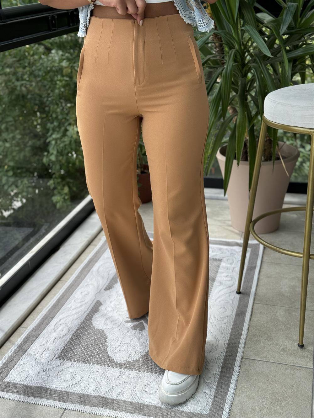  ZRA Model İspanyol Kumaş Pantolon Camel