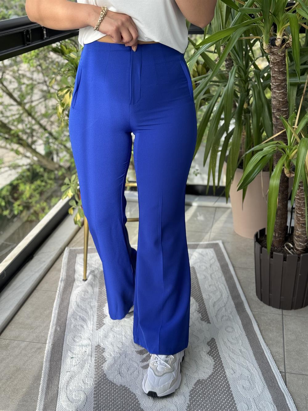  ZRA Model İspanyol Kumaş Pantolon Sax Mavi