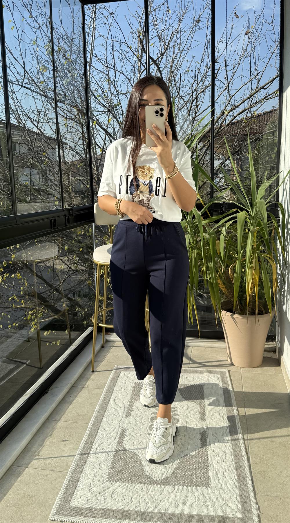 Modal Önü Dikişli Pantolon Lacivert