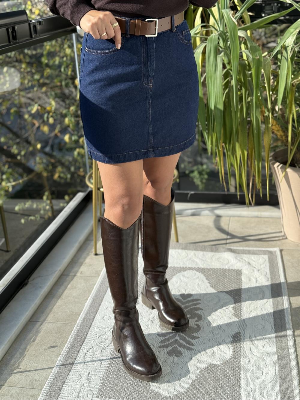 Mini Kot Etek Lacivert