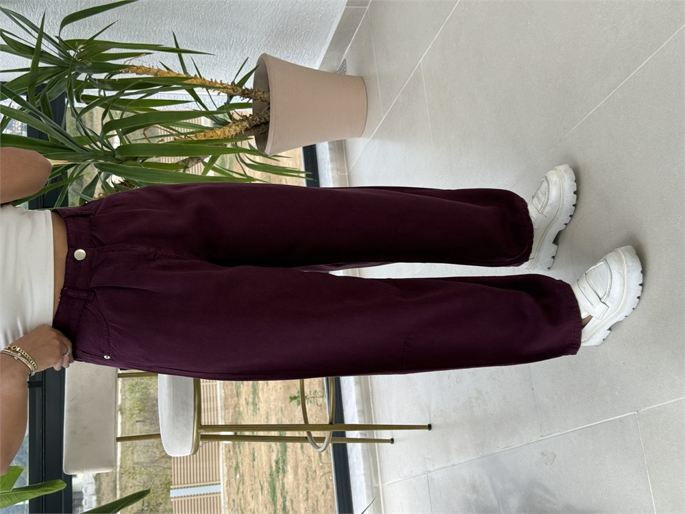 Tensel Gömlekli Palazzo Takım Mürdüm