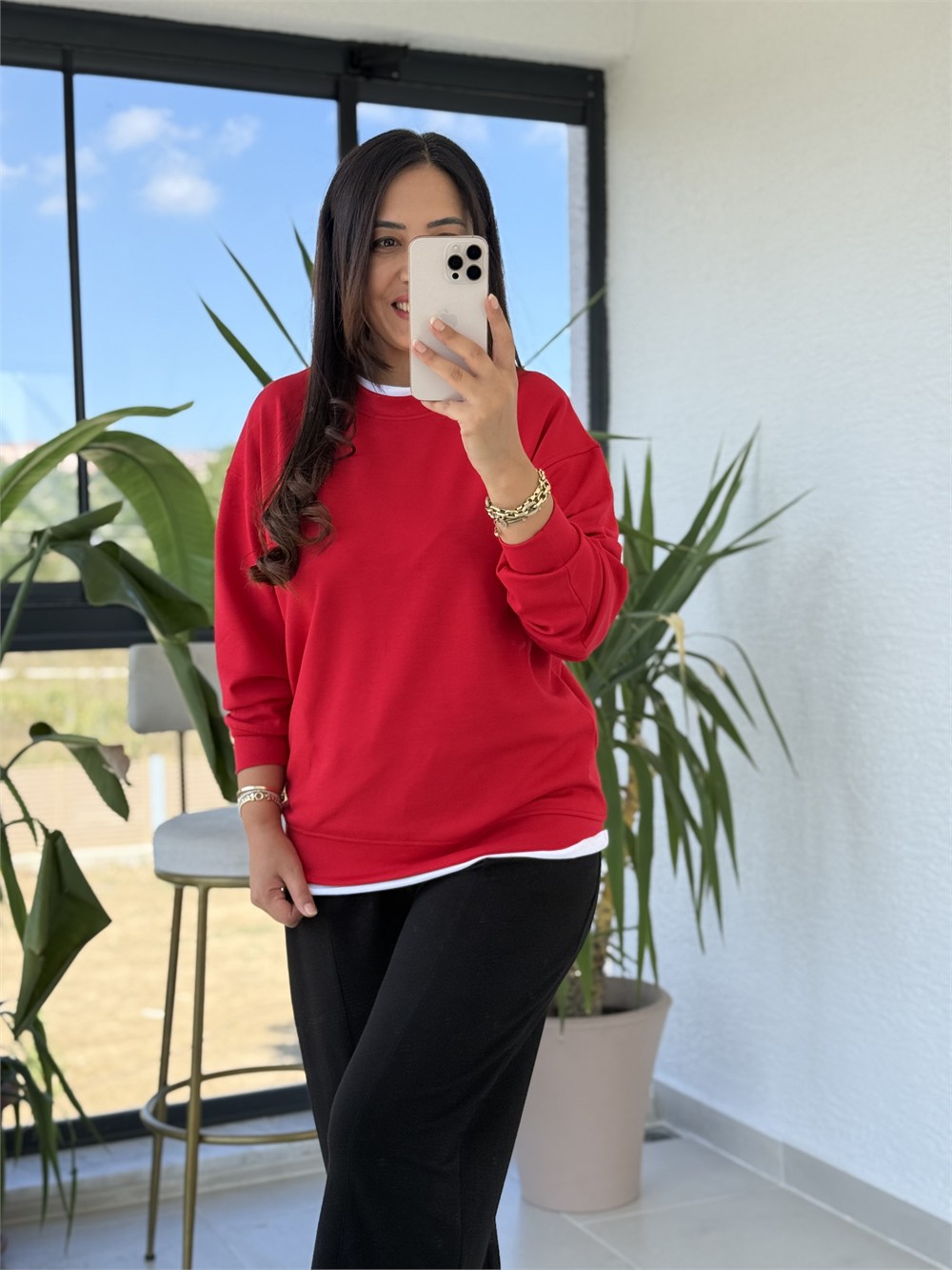 Oysh Basic Sweatshirt Kırmızı