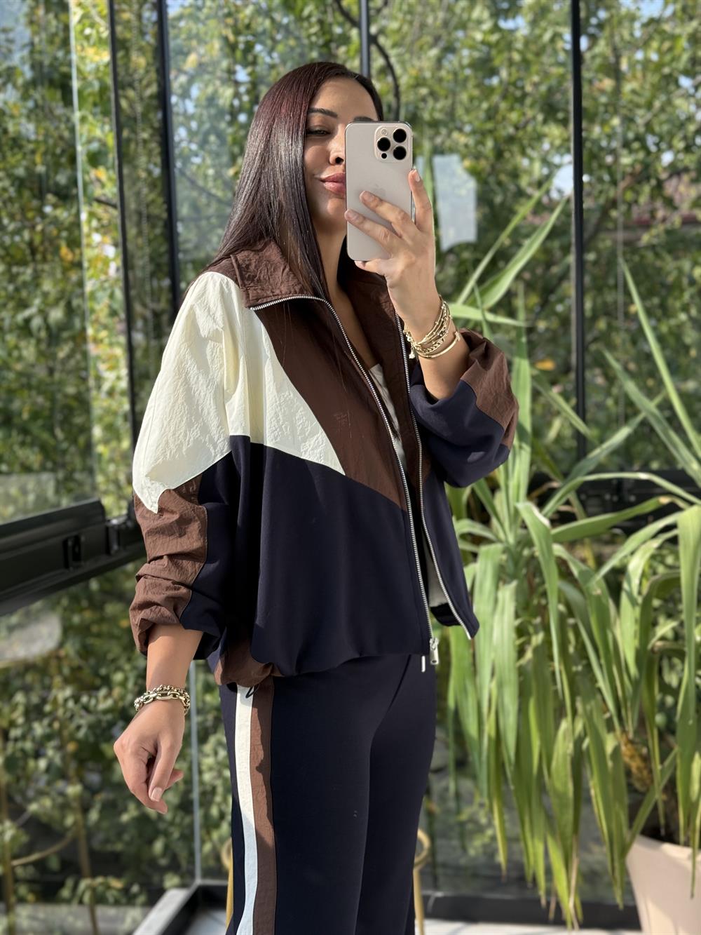 Parçalı Fermuarlı Tasarım Takım Lacivert