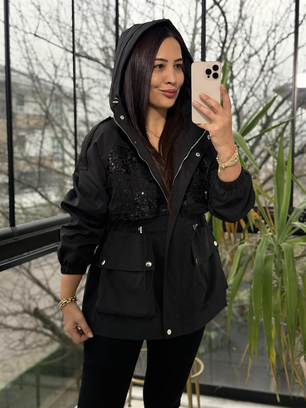 İthal Pullu Trenç Siyah