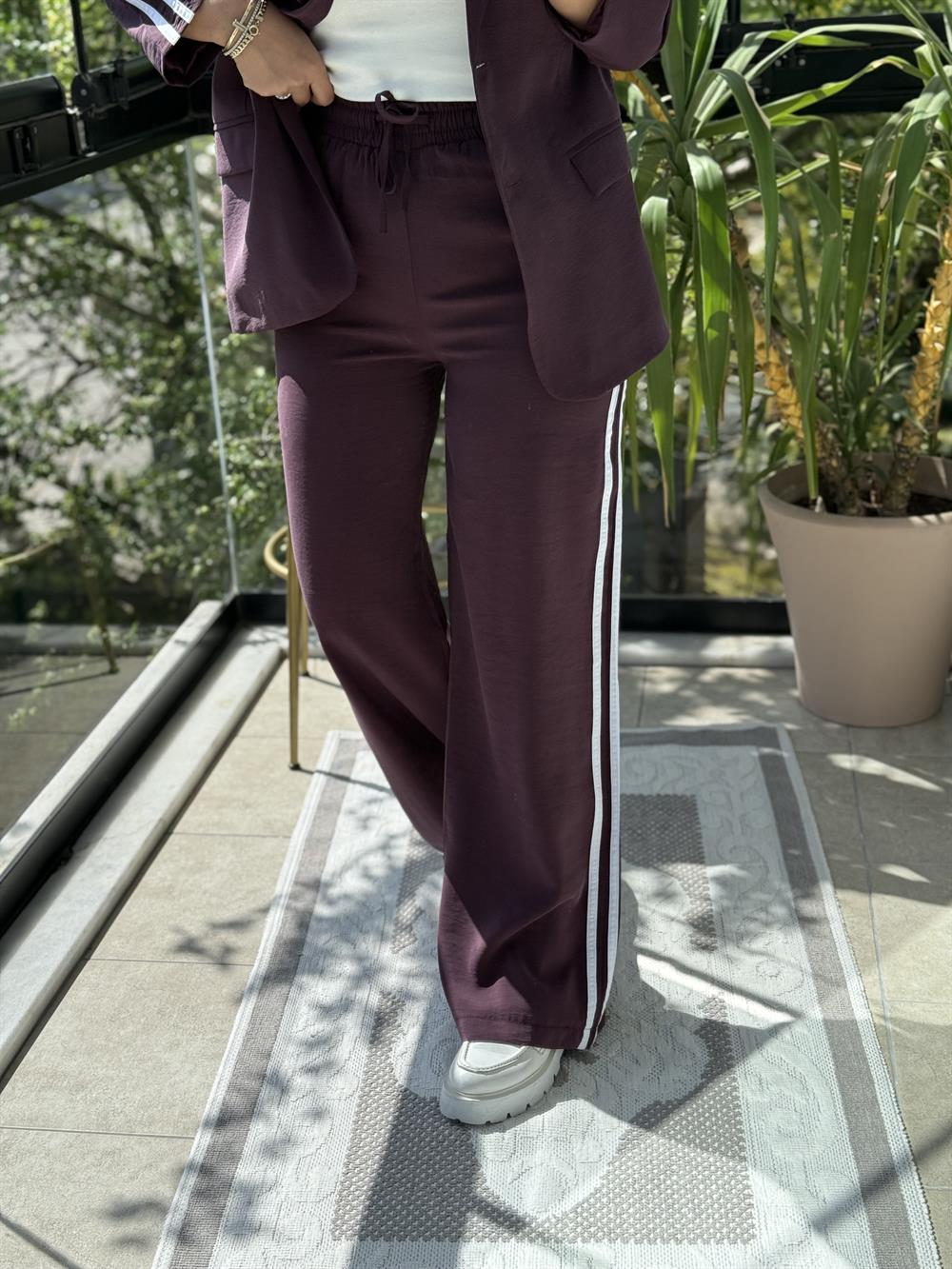 Zra Ceketli Tensel Modal Takım Mürdüm