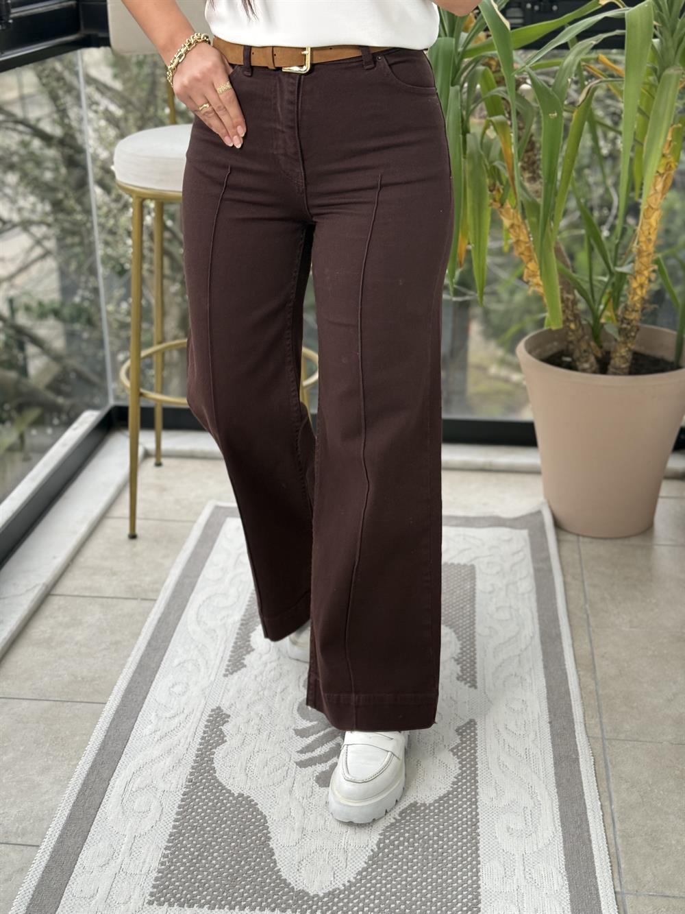 Çımalı Kot Pantolon Kahve