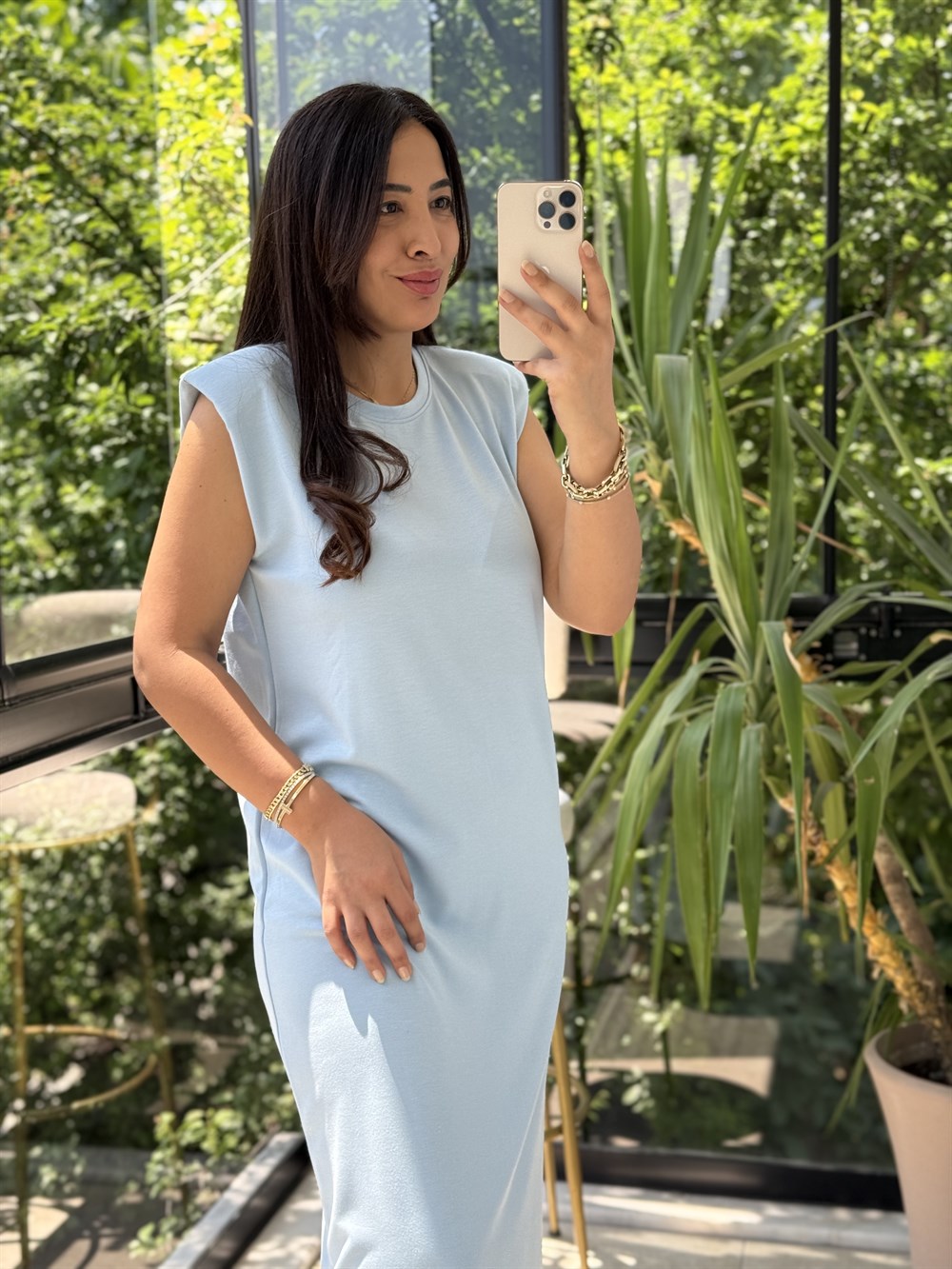 Vatkalı Modal Elbise Bebe Mavi