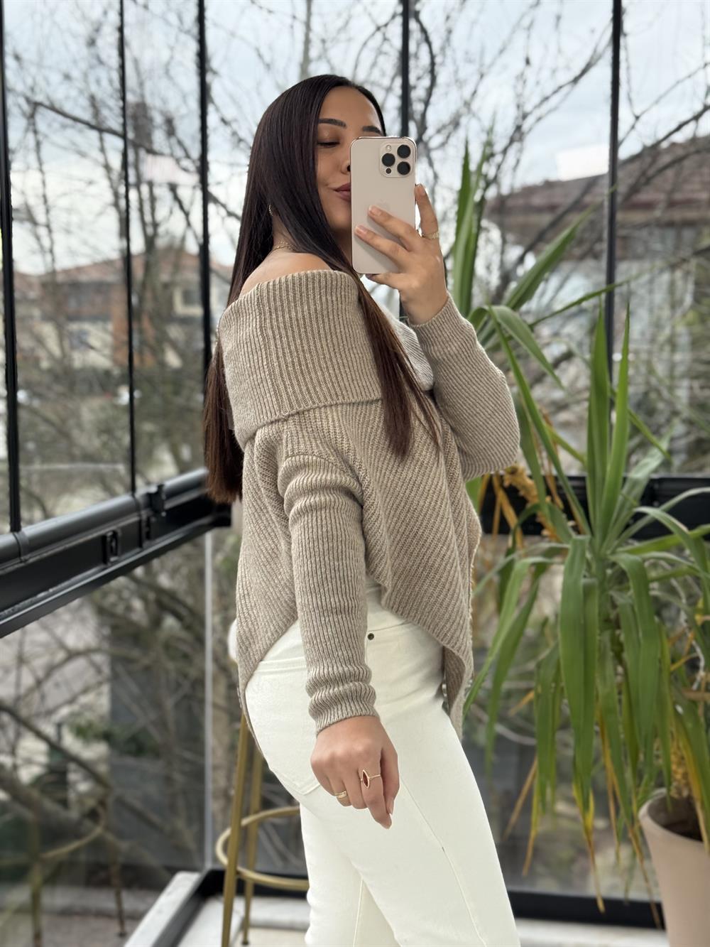 Madonna Yaka Asimetrik Kazak Vizon