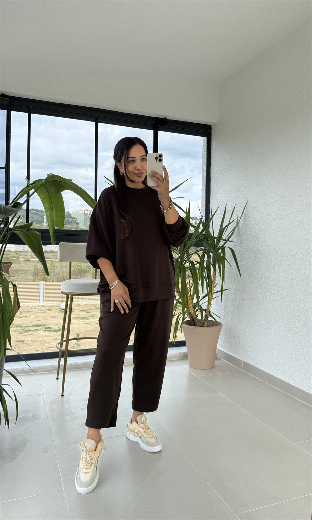 Basic Sweatli Modal Takım Kahve