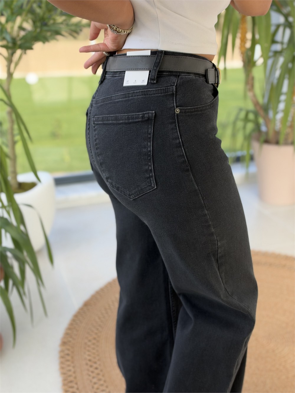 Geniş Paça Kot Pantolon Füme
