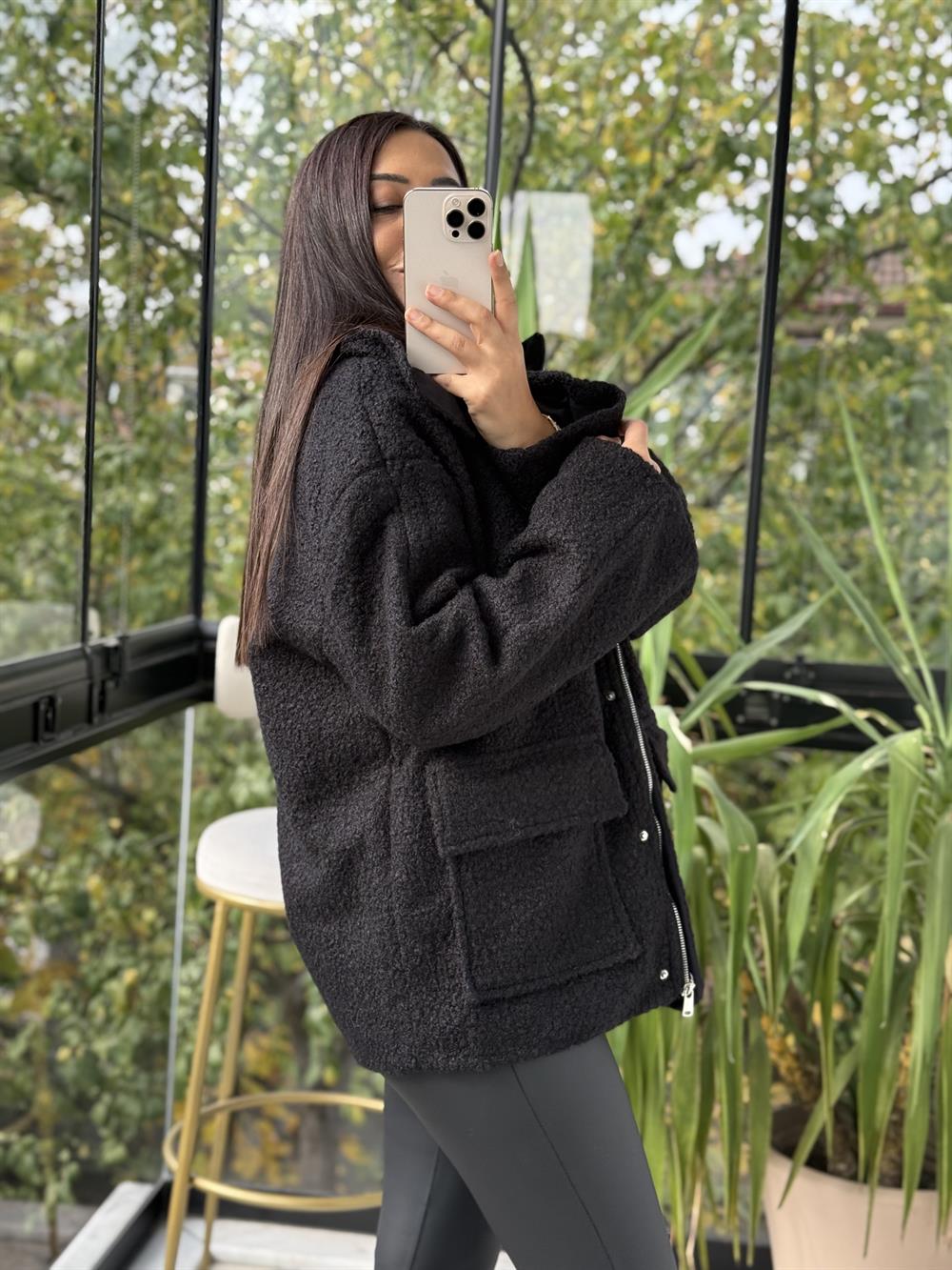 Cepli Kaşe Kaban Siyah