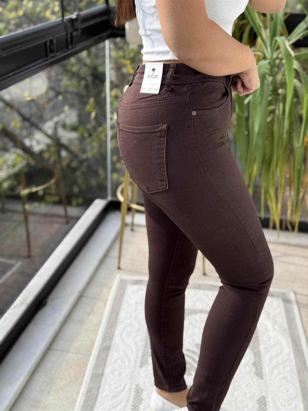 Toparlayıcı Skinny Jean Kahve