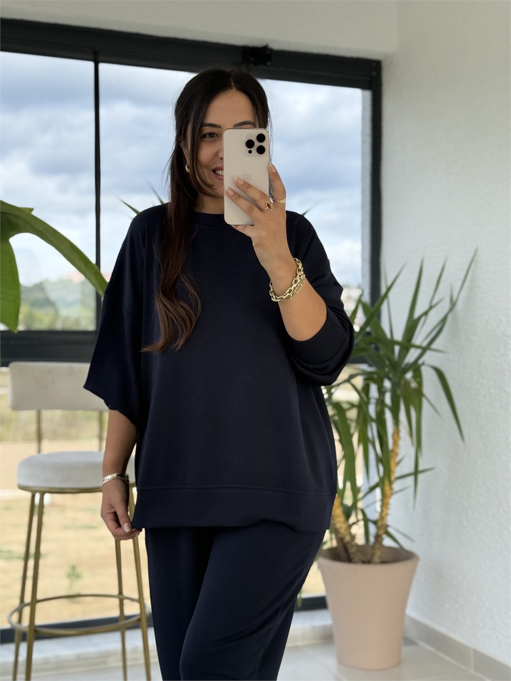 Basic Sweatli Modal Takım Lacivert