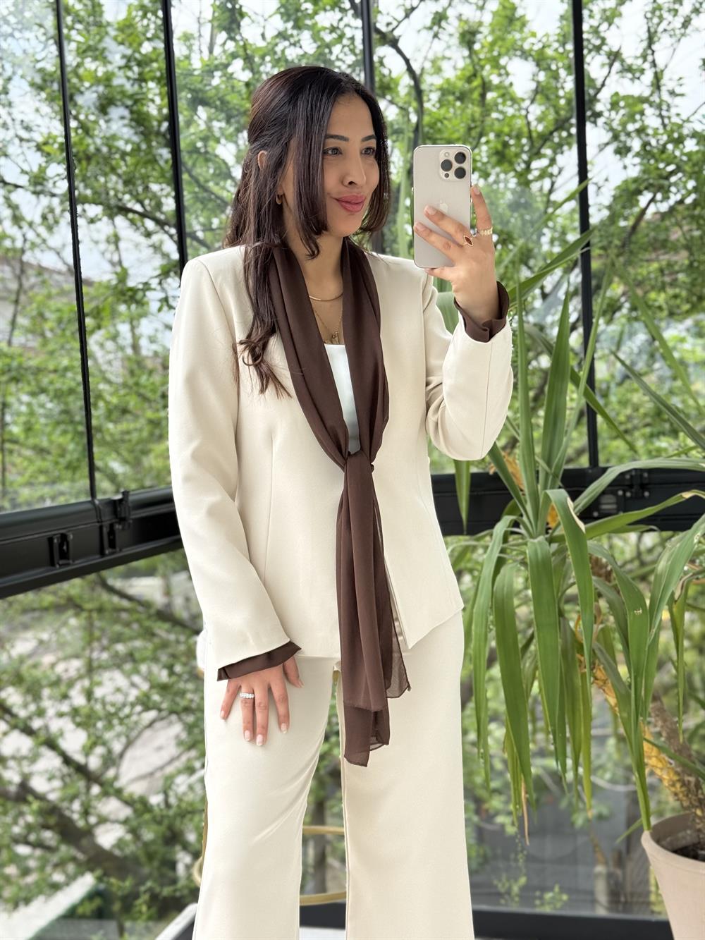 Kendinden Şallı Ceket Takım Taş