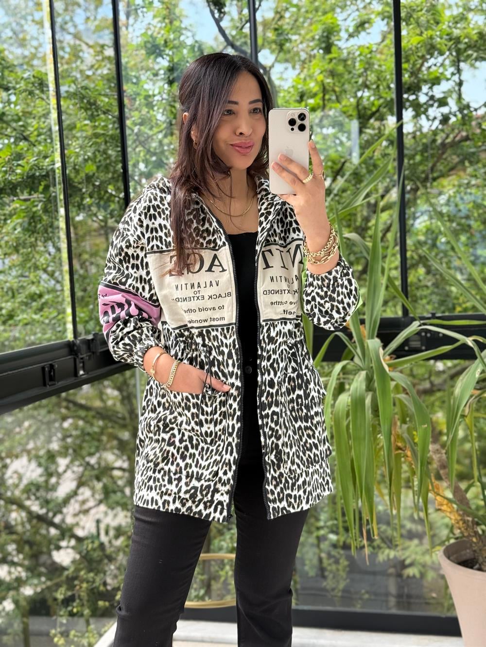 Nitage Leopar Ceket Bej