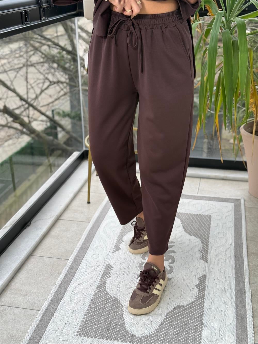 Modal Tişörtlü Basic Takım Kahve