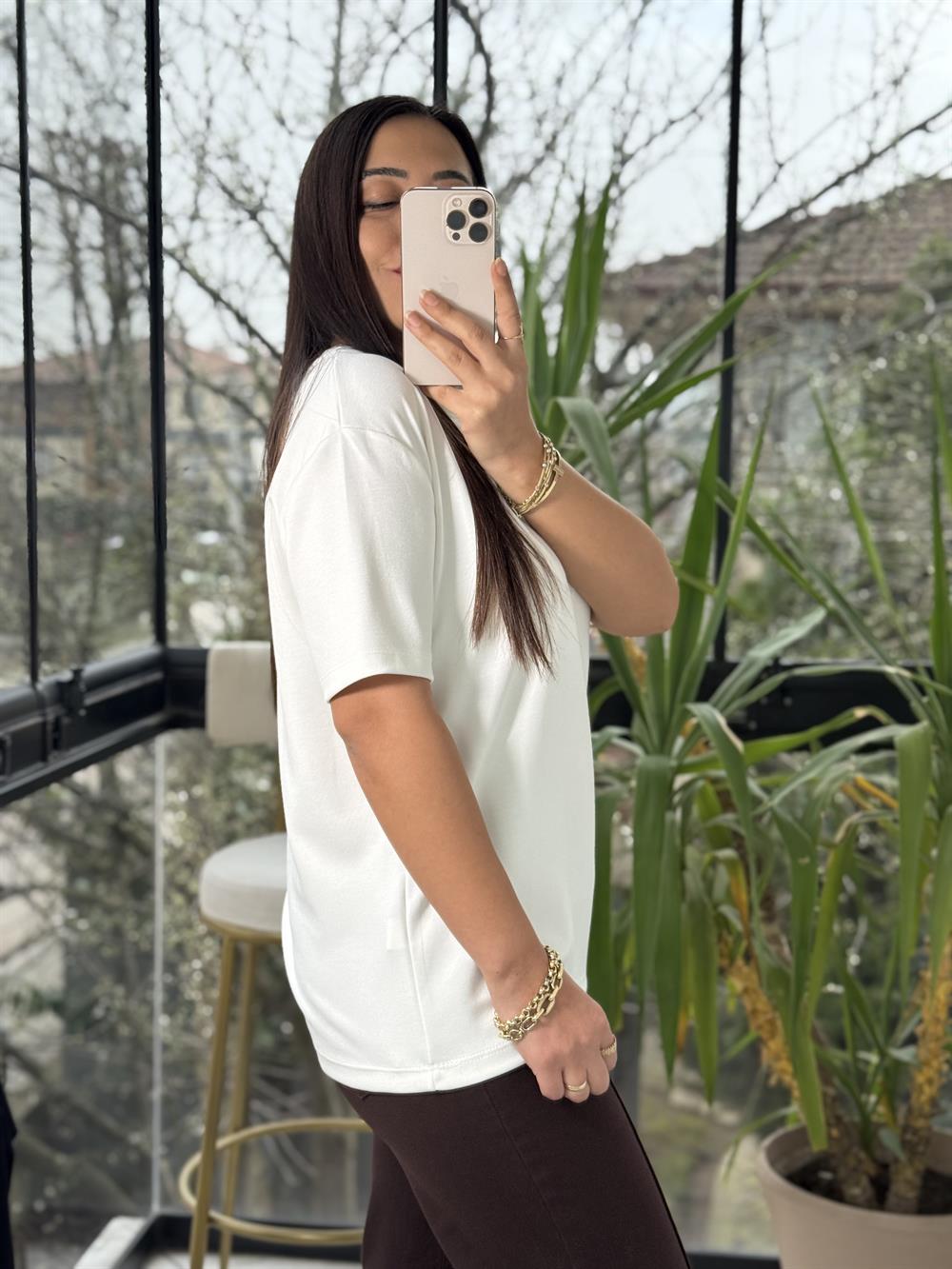 Oysh Modal Basic Tişört Beyaz