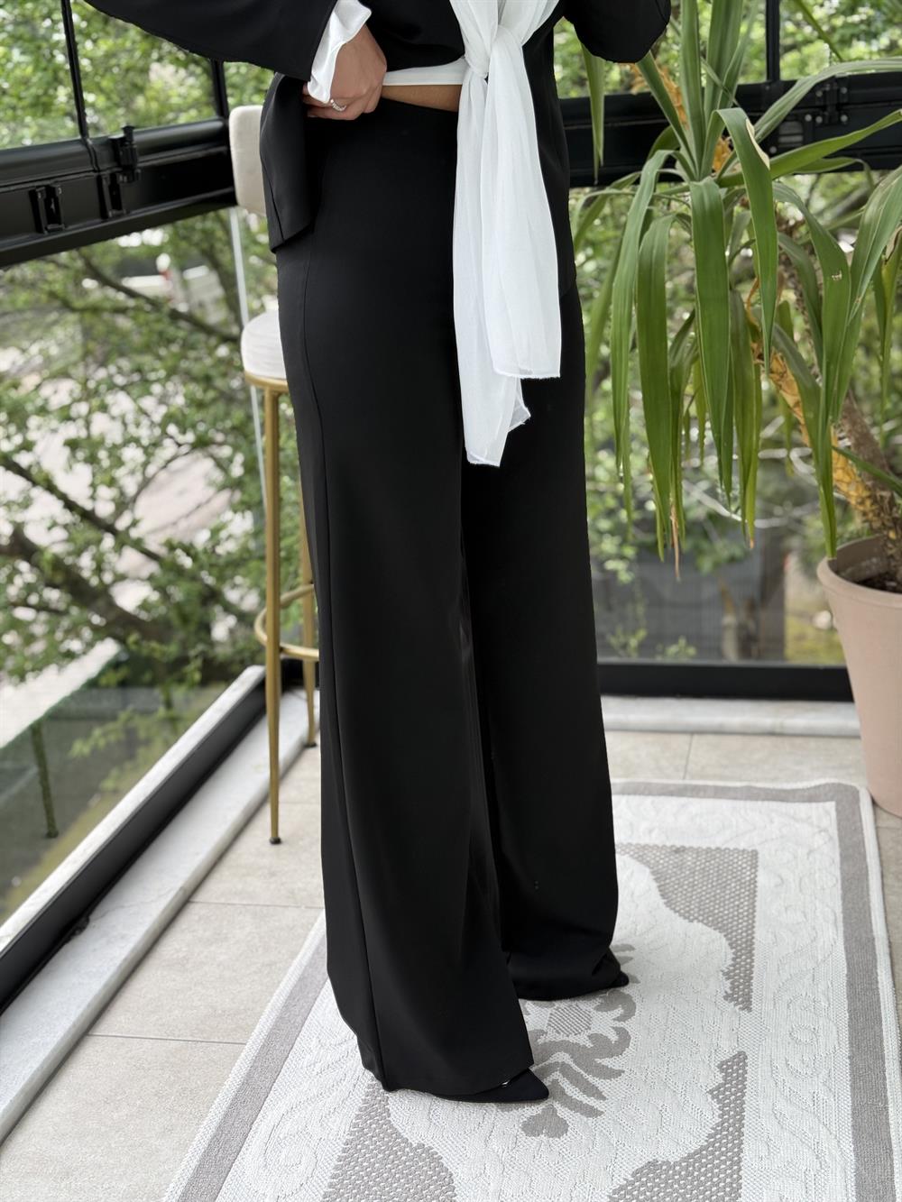 Kendinden Şallı Ceket Takım Siyah