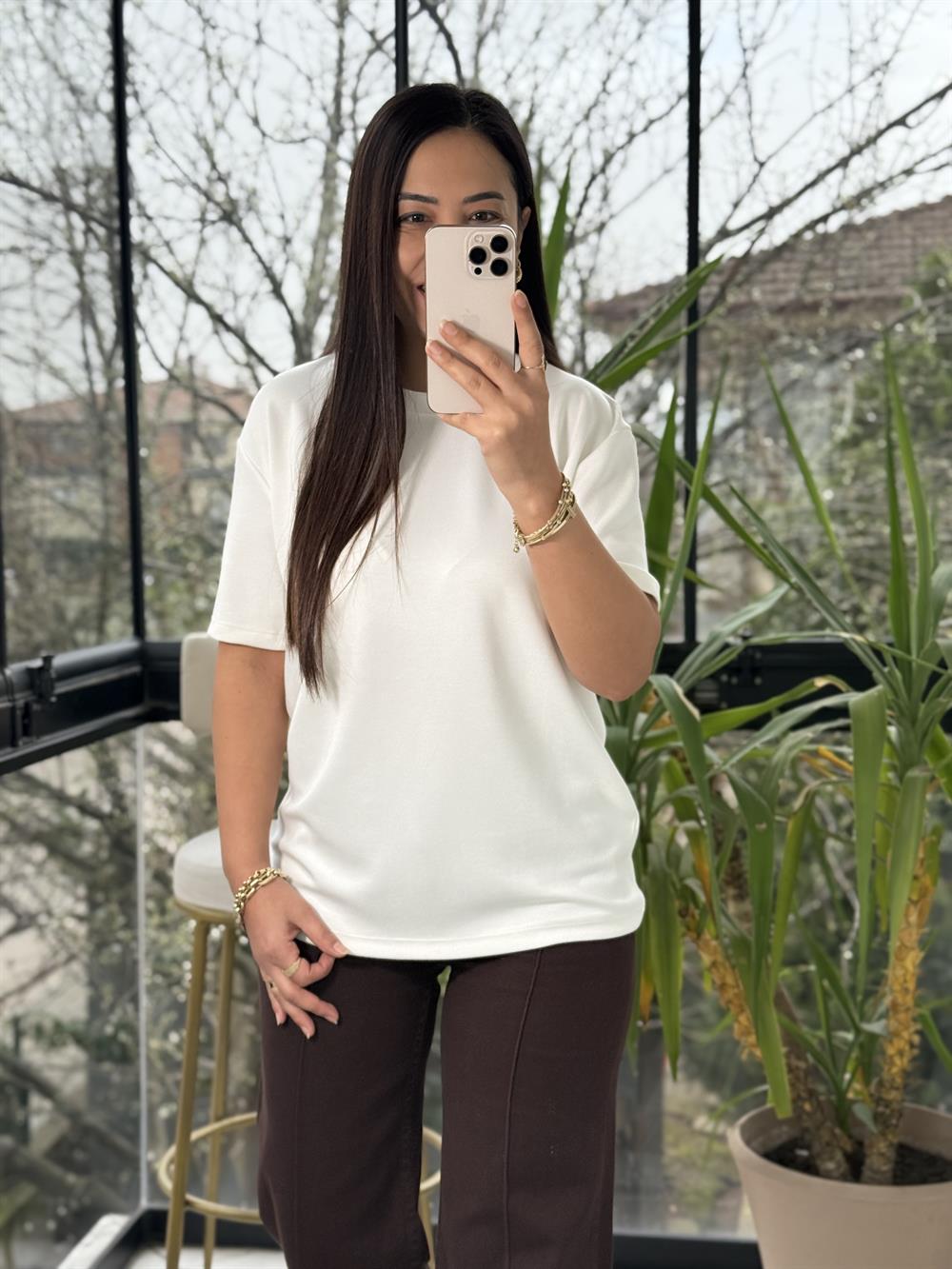 Oysh Modal Basic Tişört Beyaz