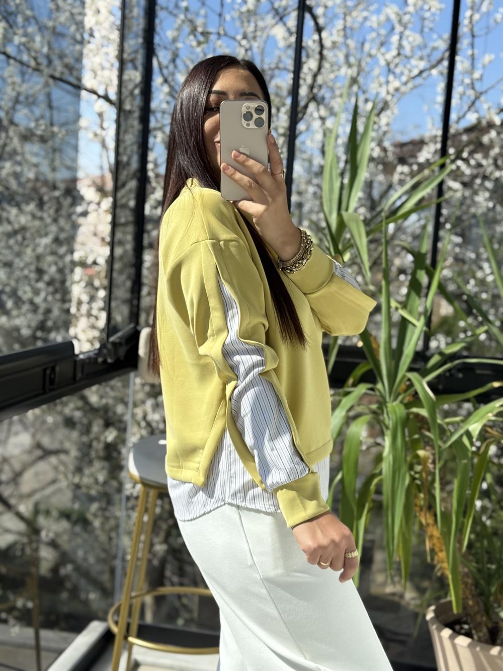 Poplin Mix Sweatshirt Lime