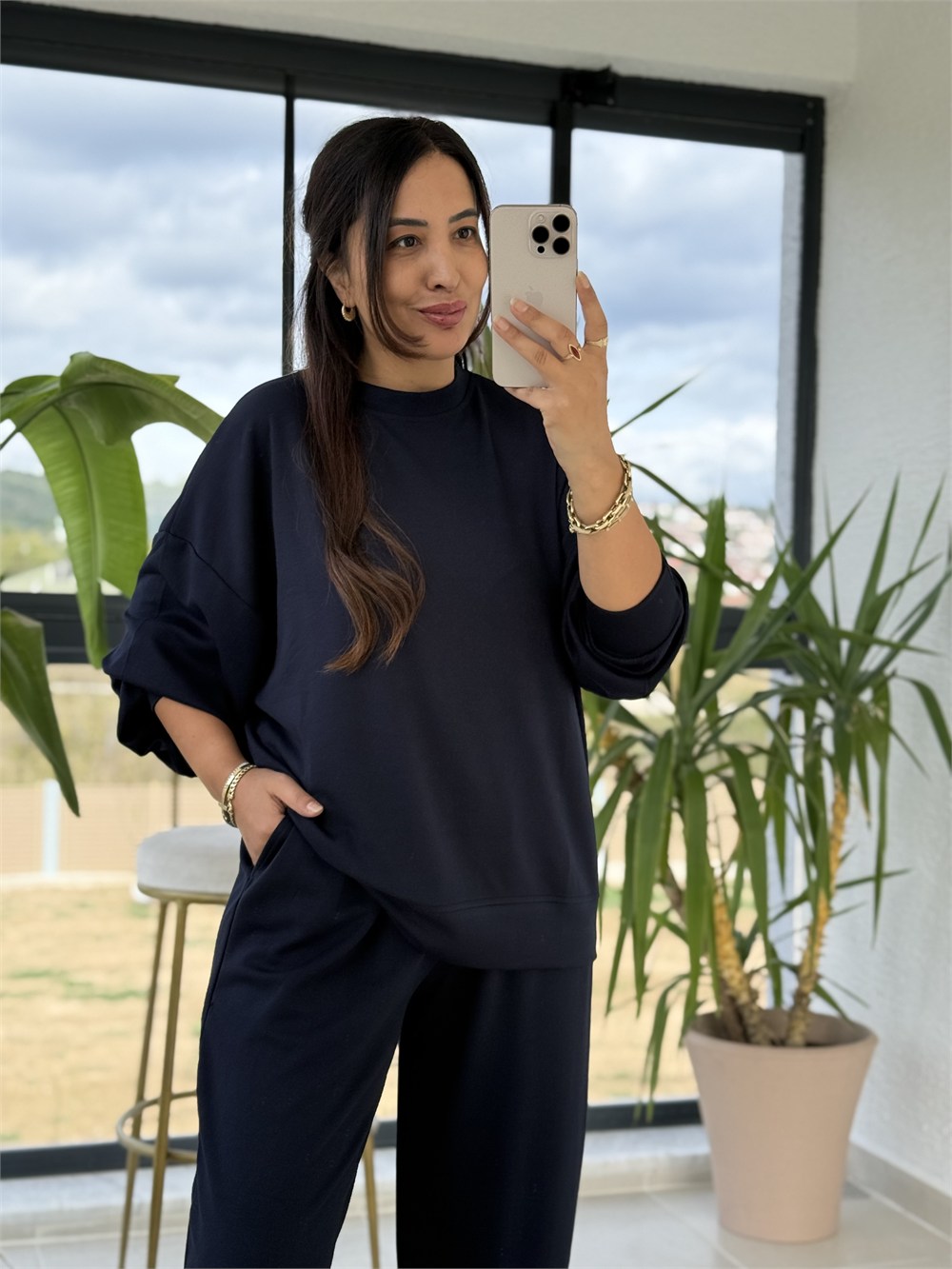Basic Sweatli Modal Takım Lacivert