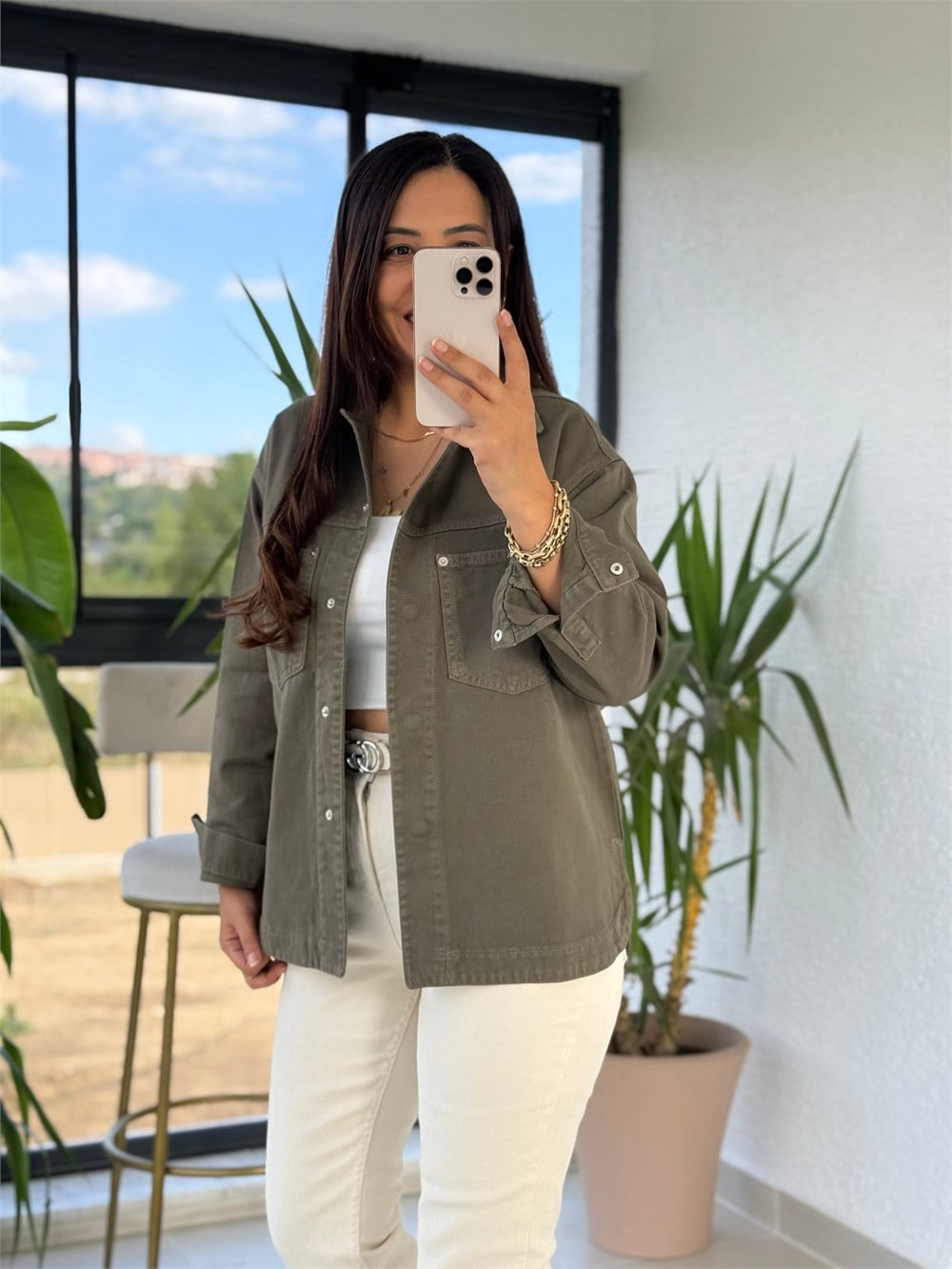 Zra Model Gabardin Ceket Haki Yeşil