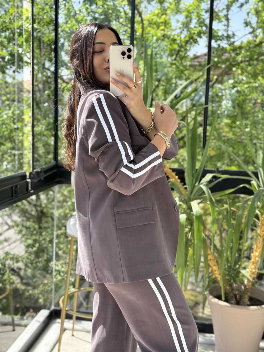 Zra Ceketli Tensel Modal Takım Kahve