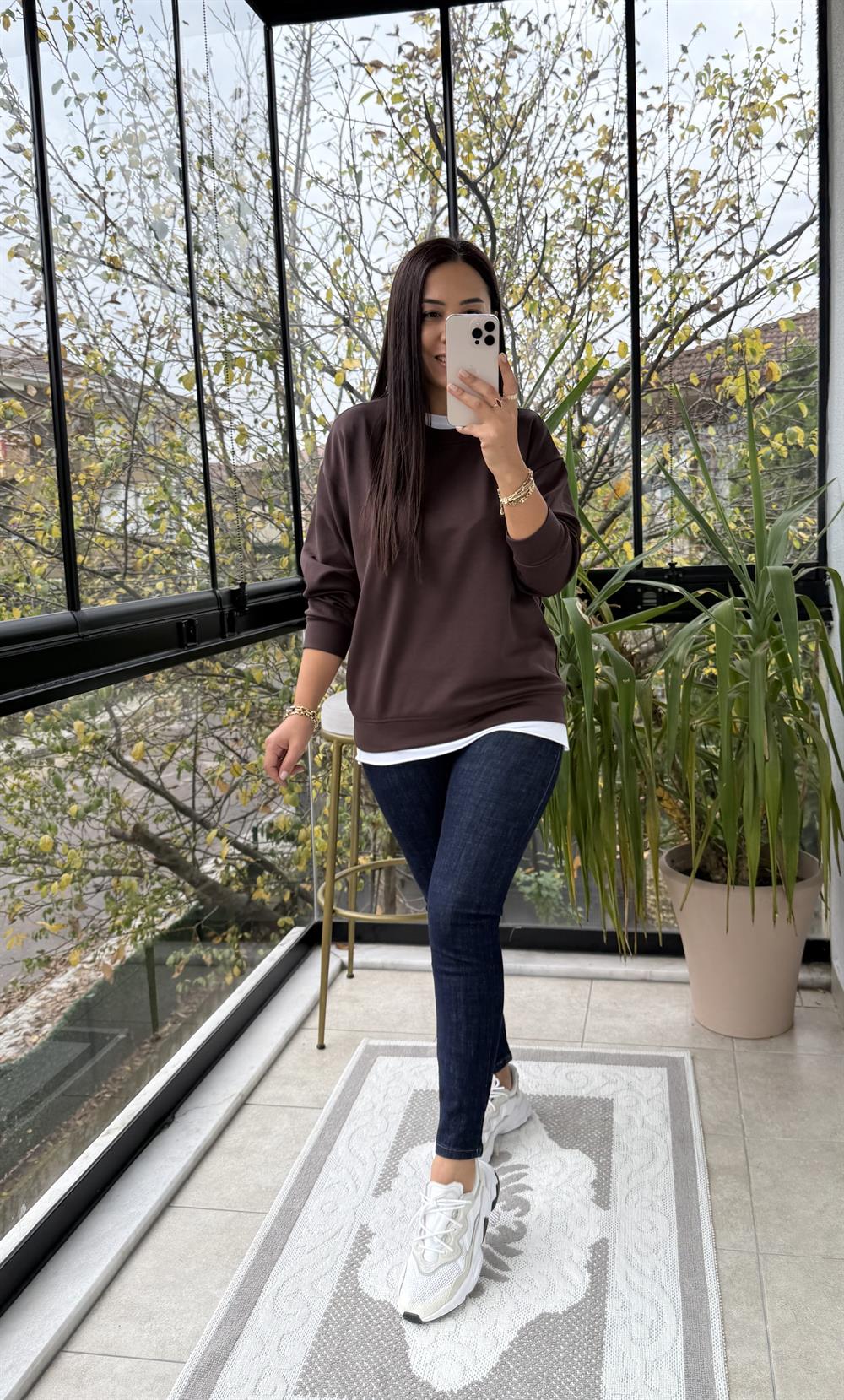 Oysh Basic Sweatshirt Kahve