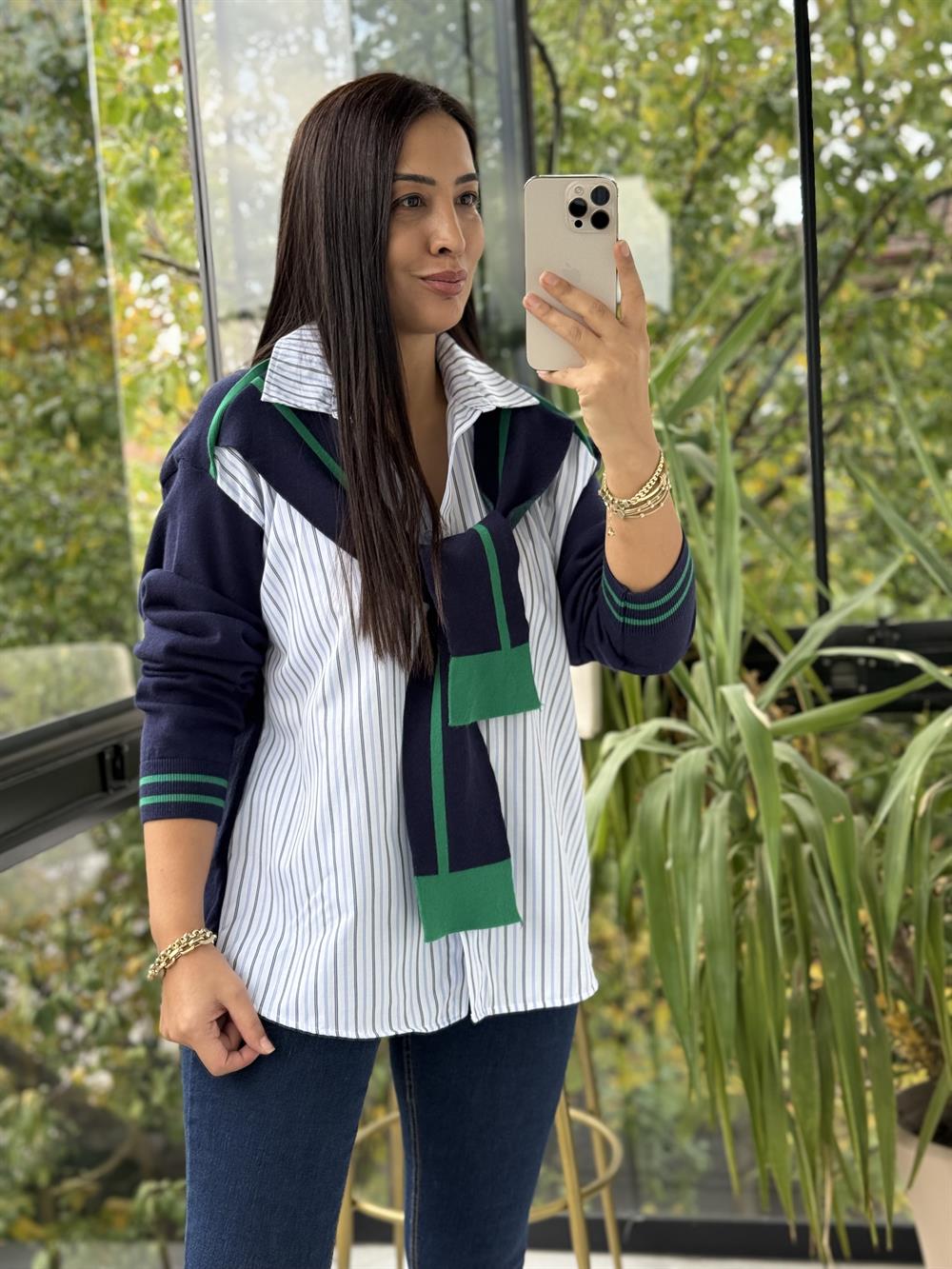 Twst Model Bağlamalı Gömlek Lacivert