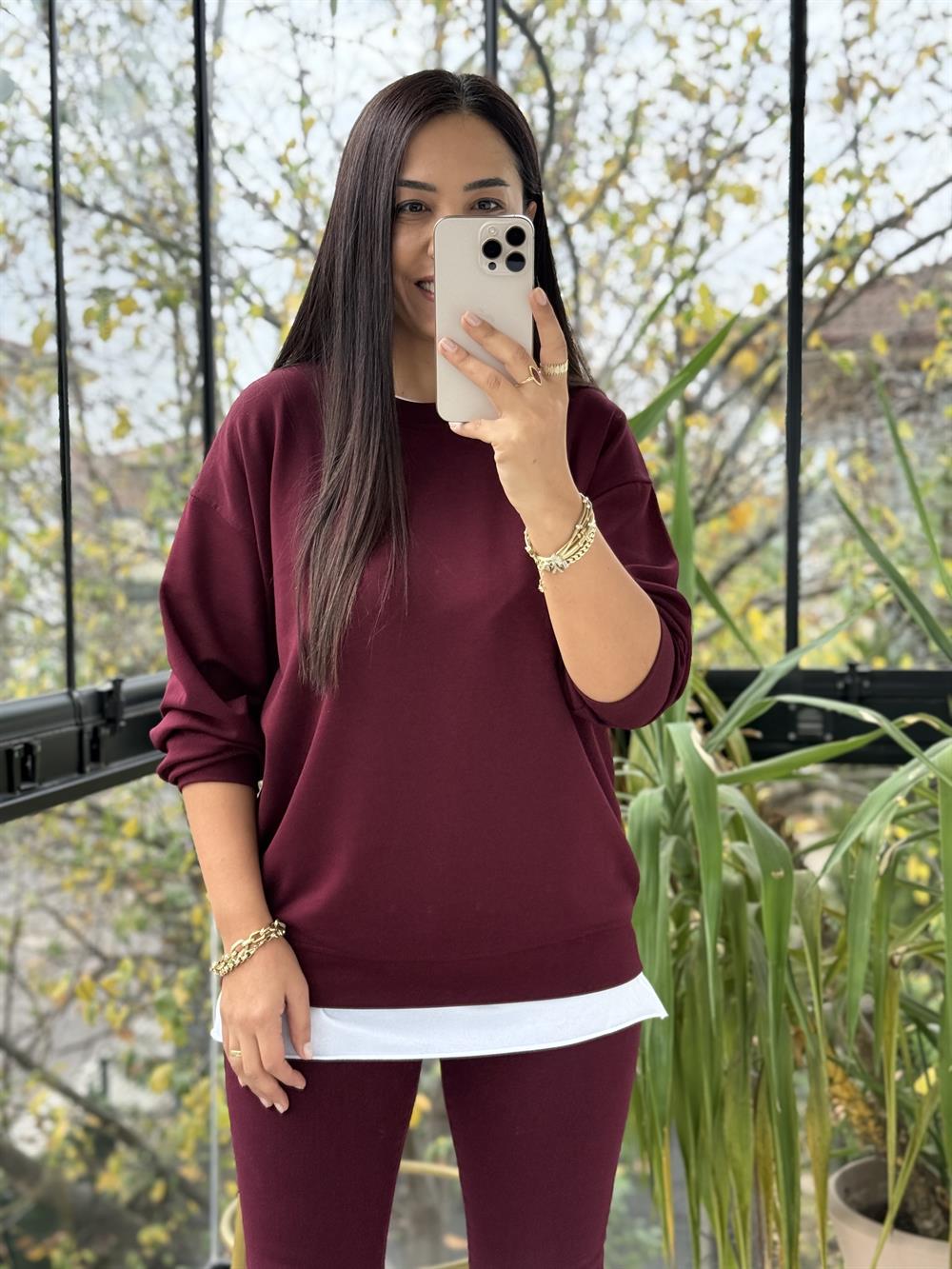 Oysh Basic Sweatshirt Bordo
