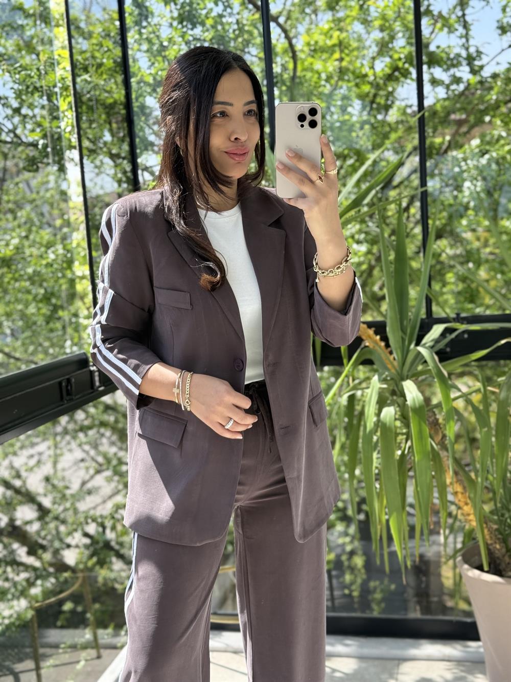 Zra Ceketli Tensel Modal Takım Kahve