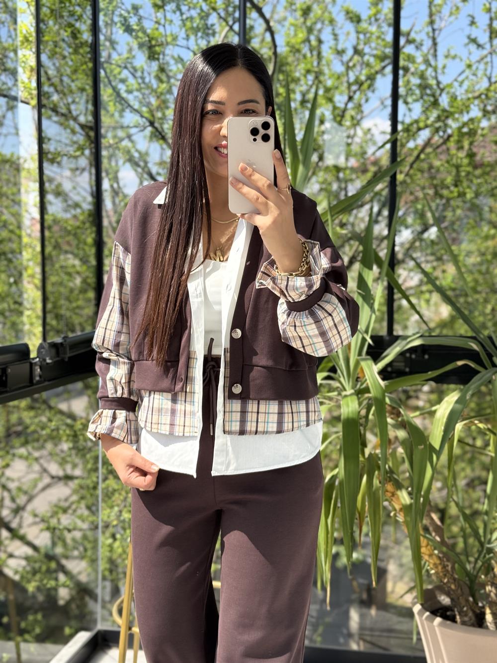 Mix Kumaş 3lü Takım Kahve