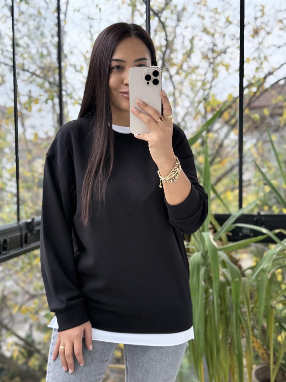 Oysh Basic Sweatshirt Siyah
