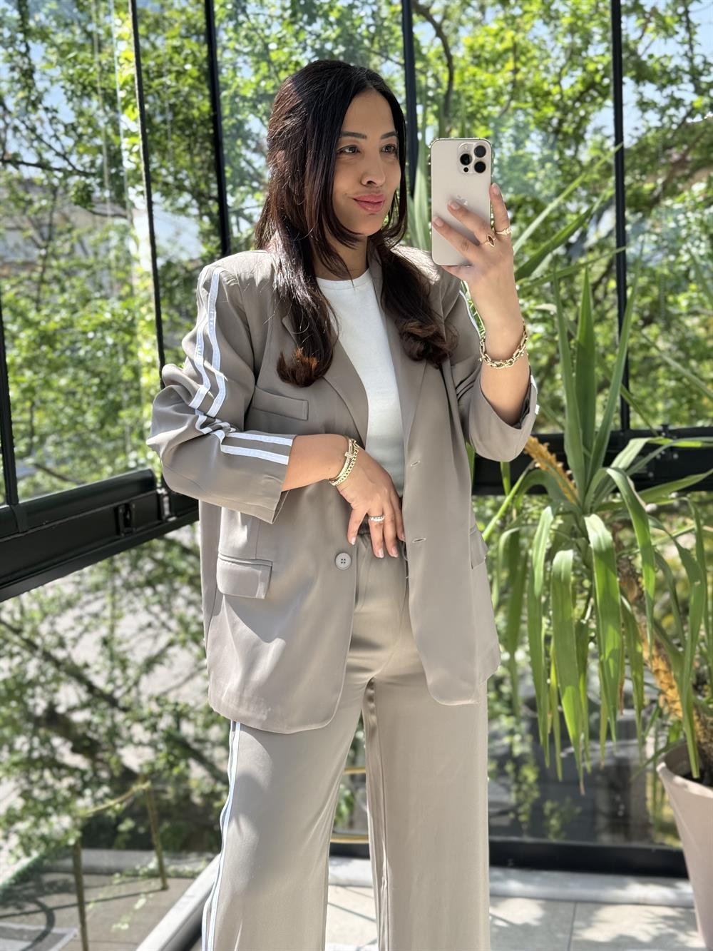 Zra Ceketli Tensel Modal Takım Haki Yeşili