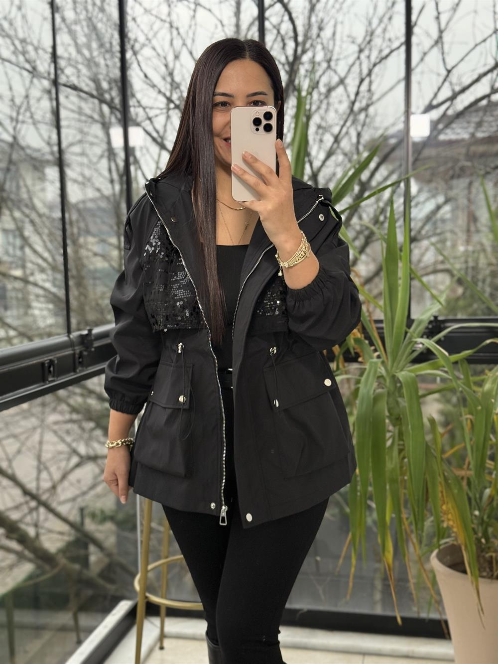 İthal Pullu Trenç Siyah