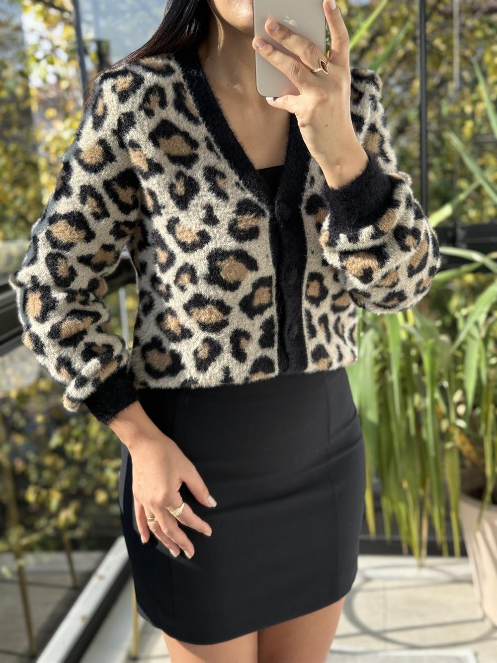 Leopar Desenli Hırka Leopar