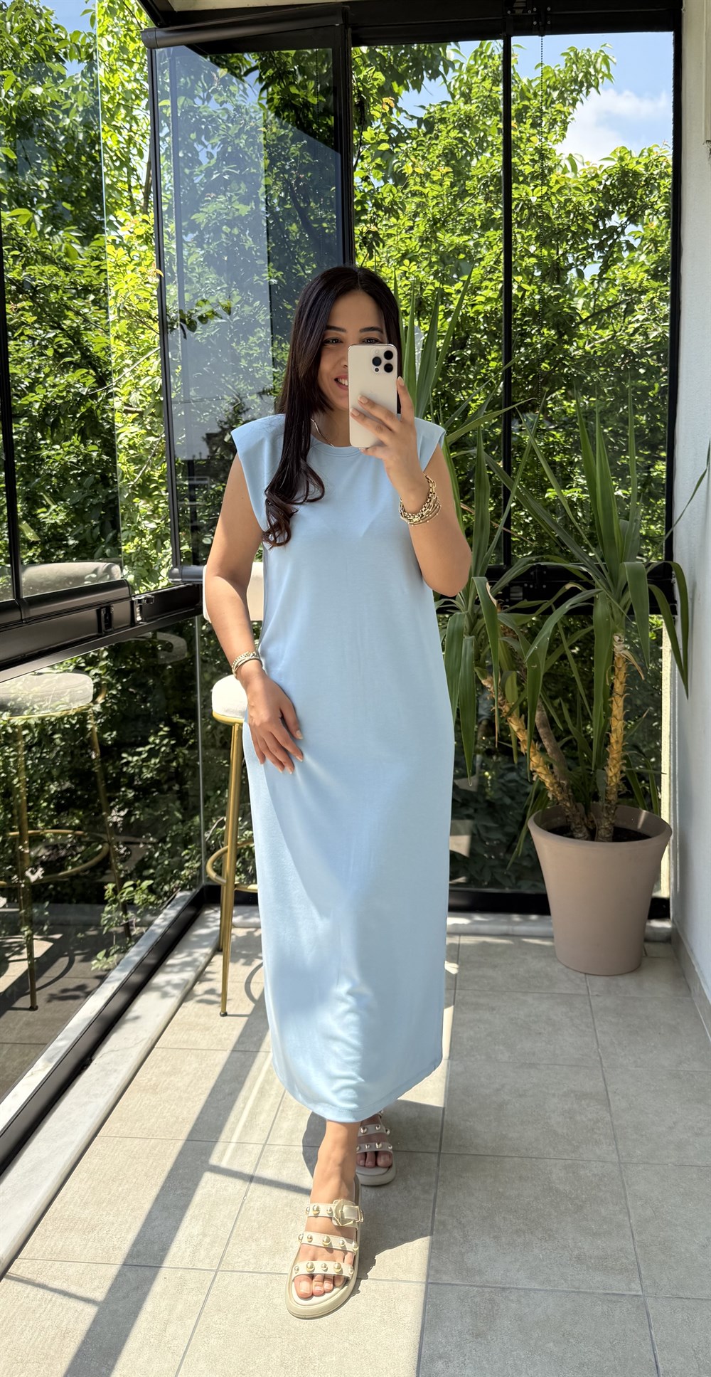 Vatkalı Modal Elbise Bebe Mavi
