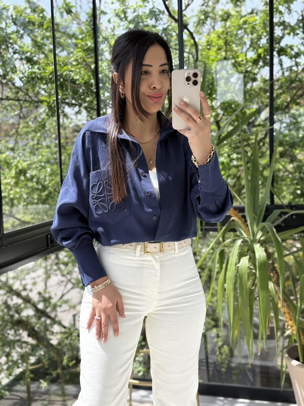 Cebi Nakışlı Gömlek Lacivert