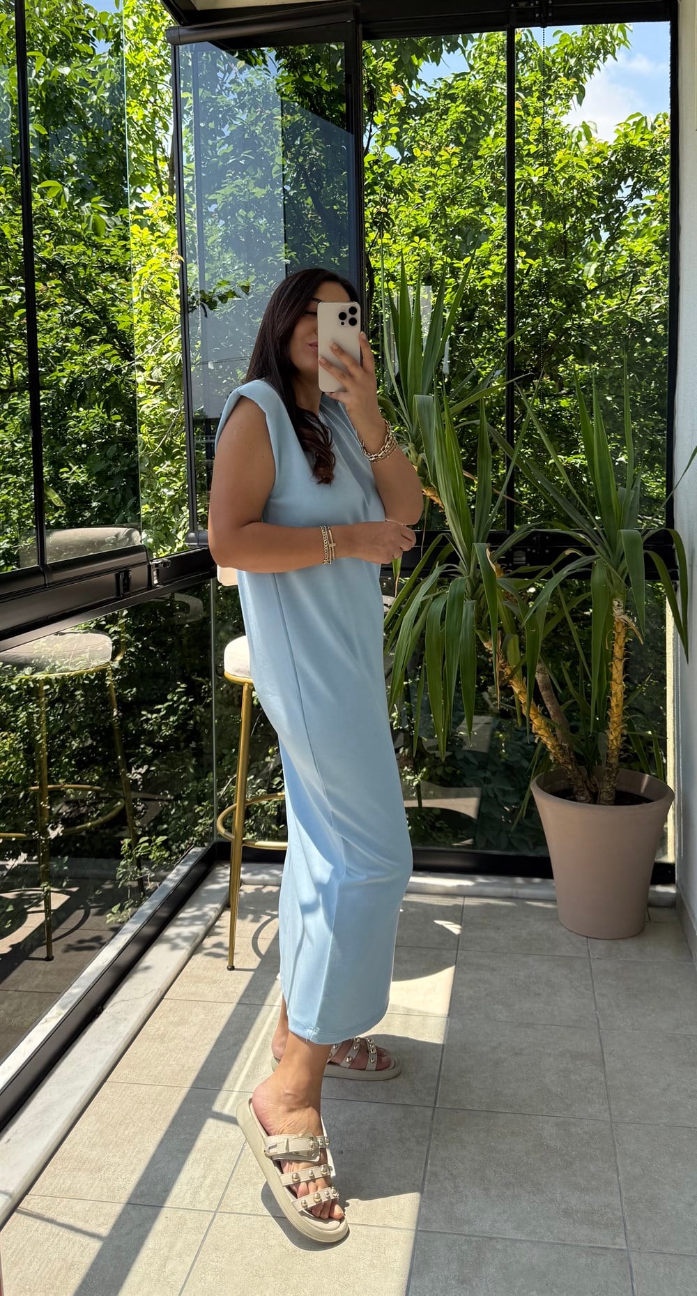 Vatkalı Modal Elbise Bebe Mavi