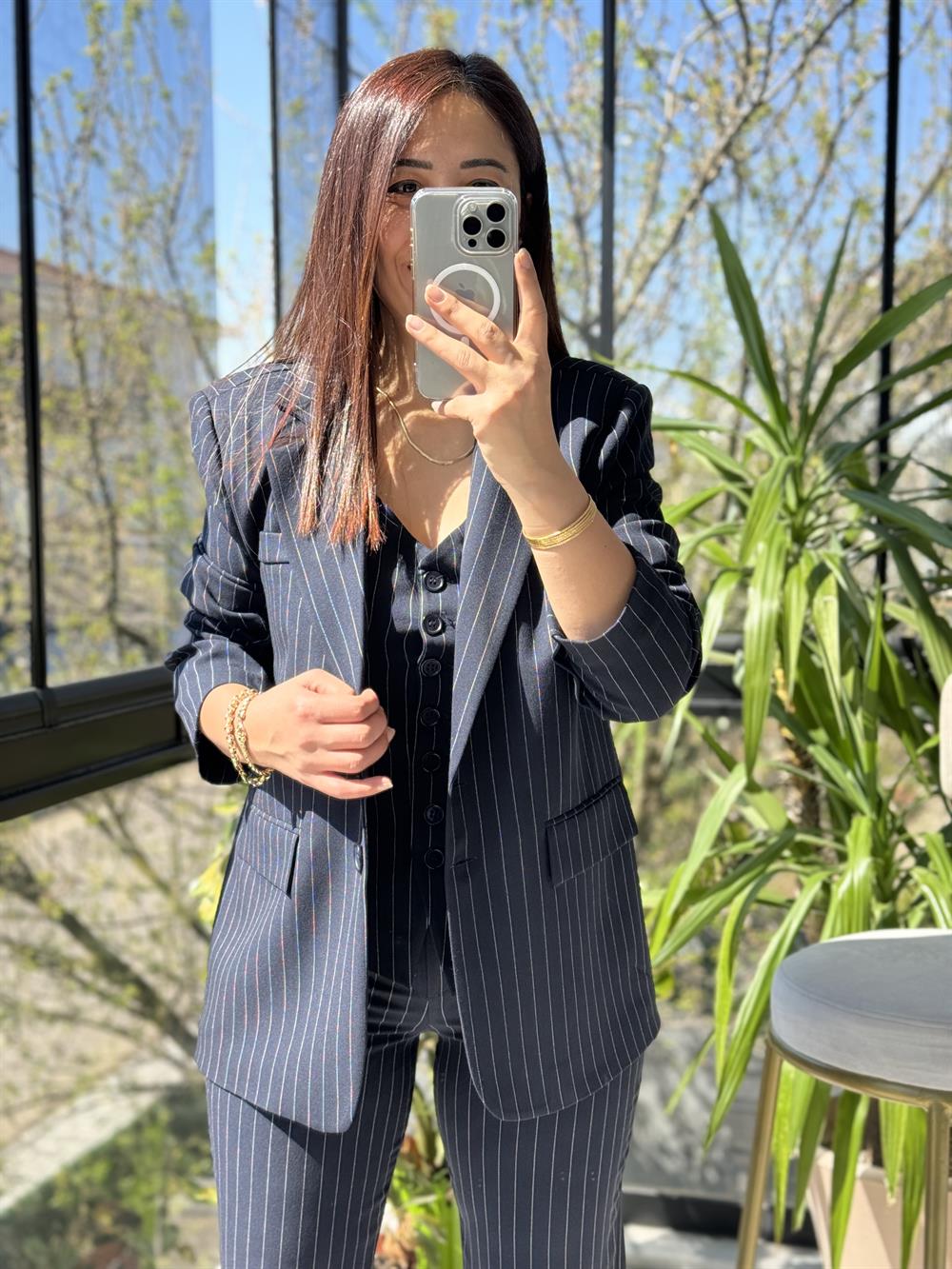 3lü Çizgili Takım Lacivert