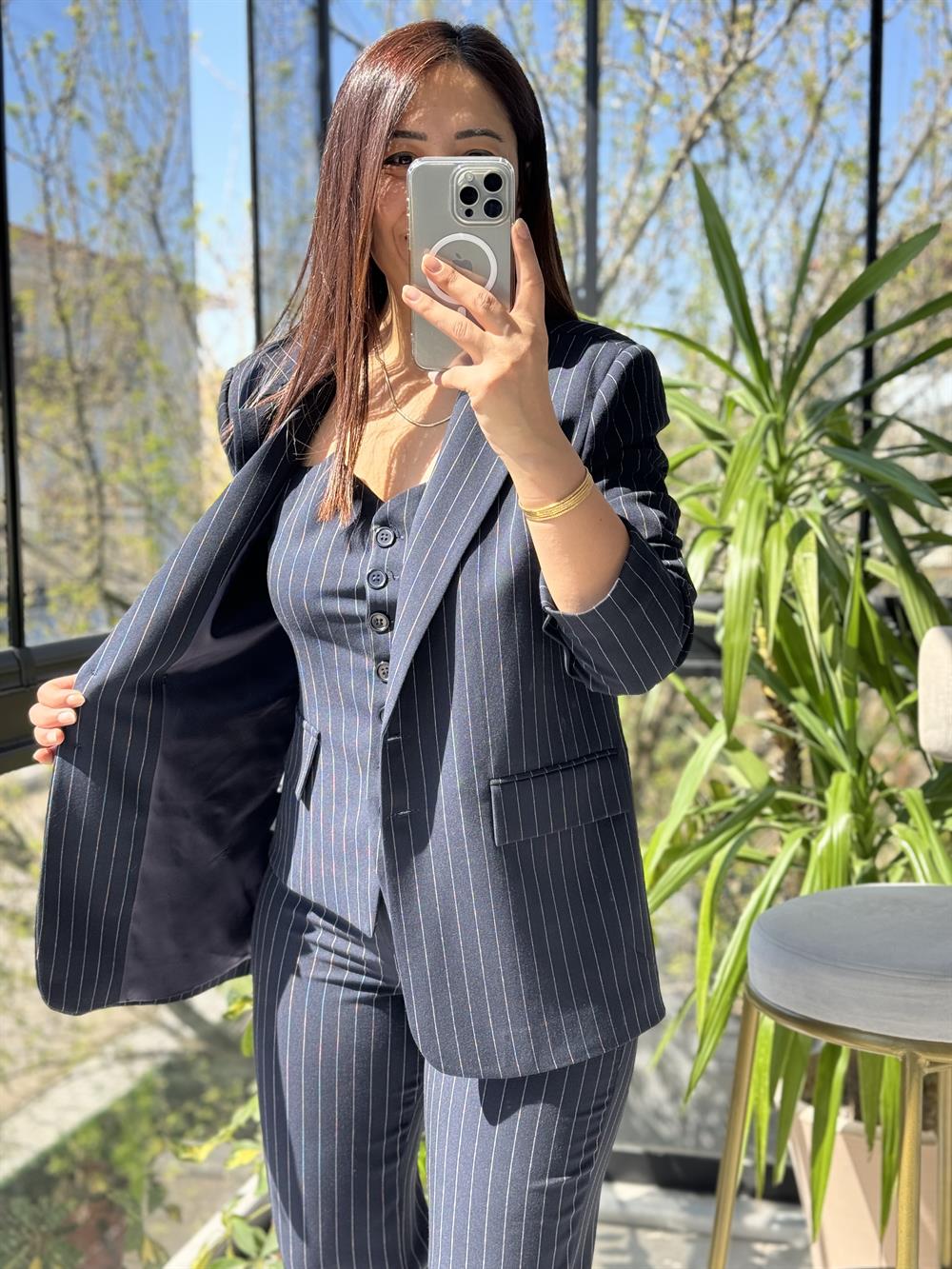 3lü Çizgili Takım Lacivert