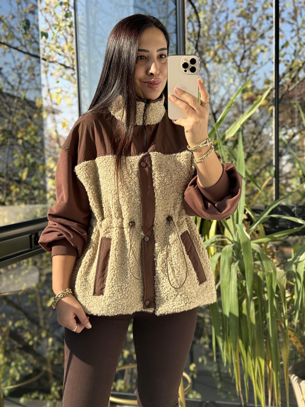 Pelüş Garnili Mont Kahve