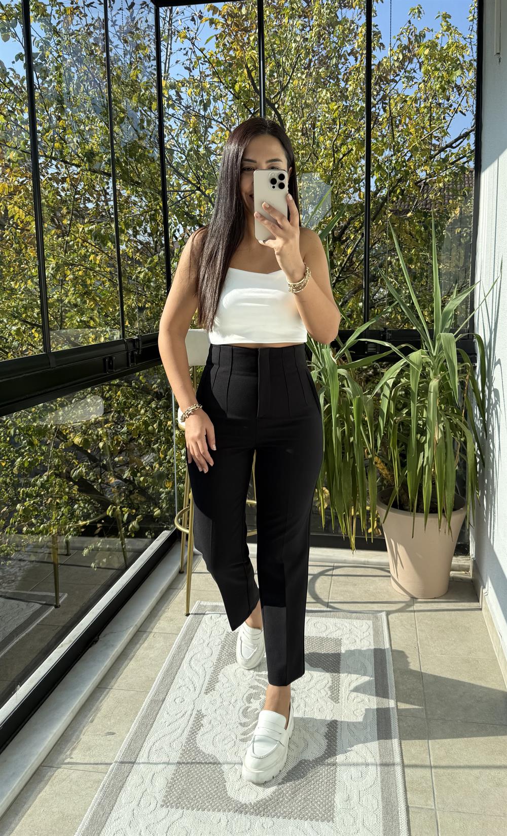 Düğmesiz Zra Model Kumaş Pantolon Siyah