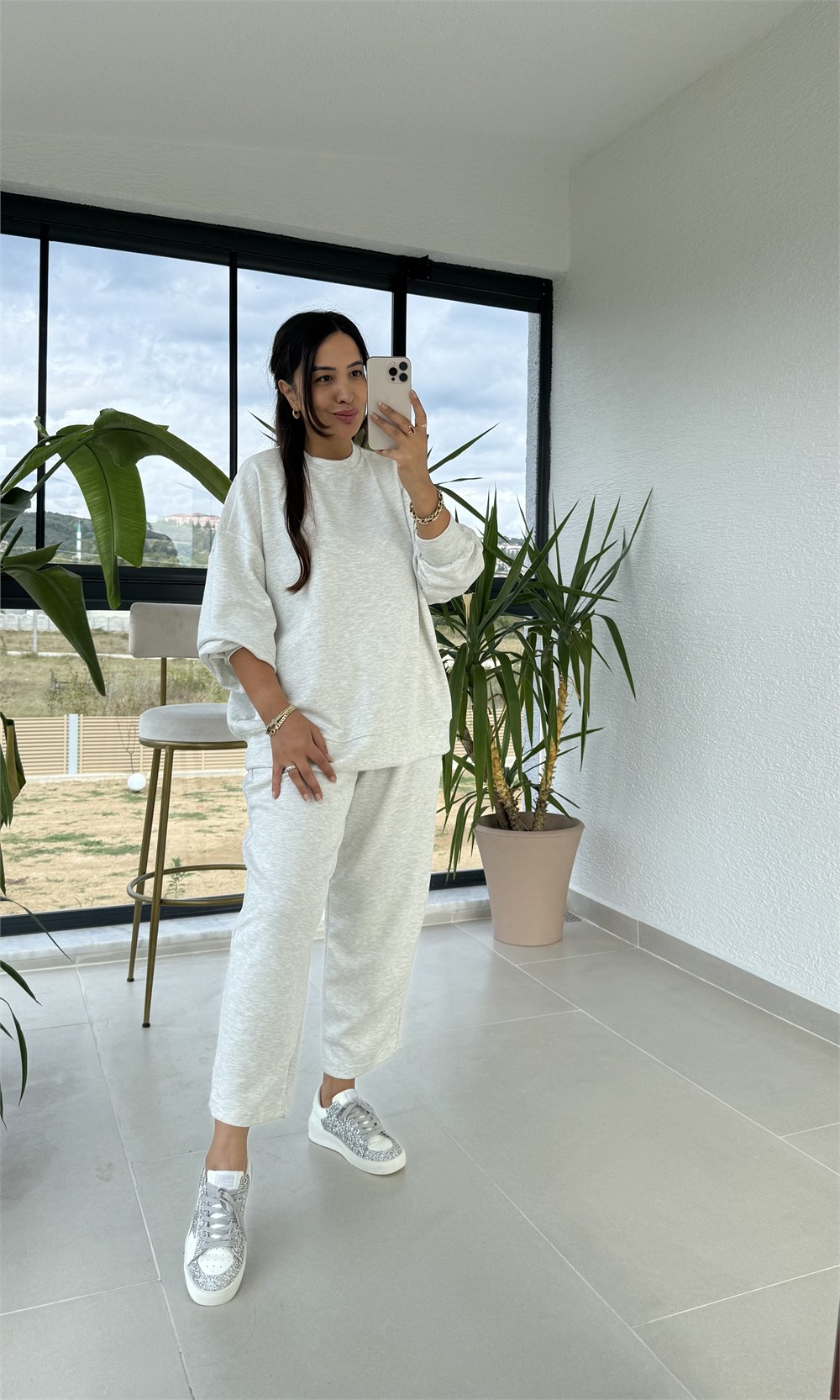 Basic Sweatli Modal Takım Gri