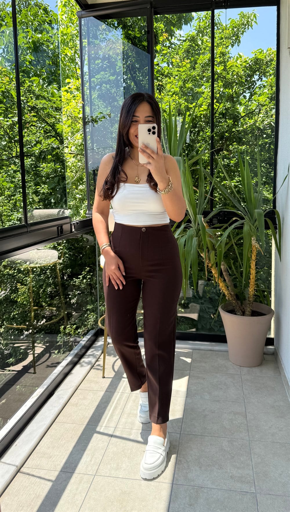 Düğmeli Zra Model Havuç Kesim Pantolon Kahve