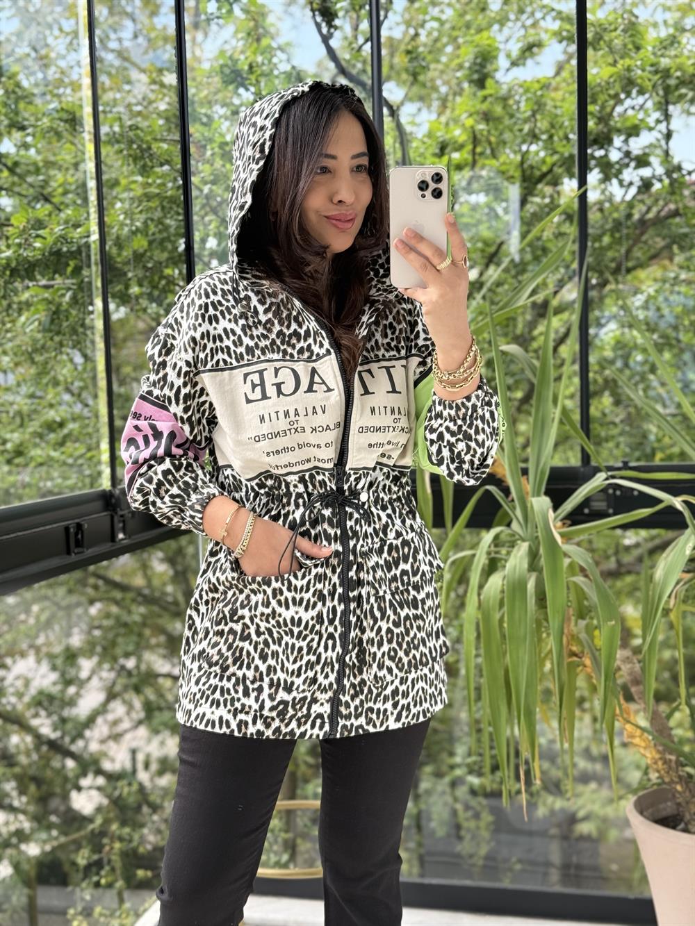 Nitage Leopar Ceket Bej