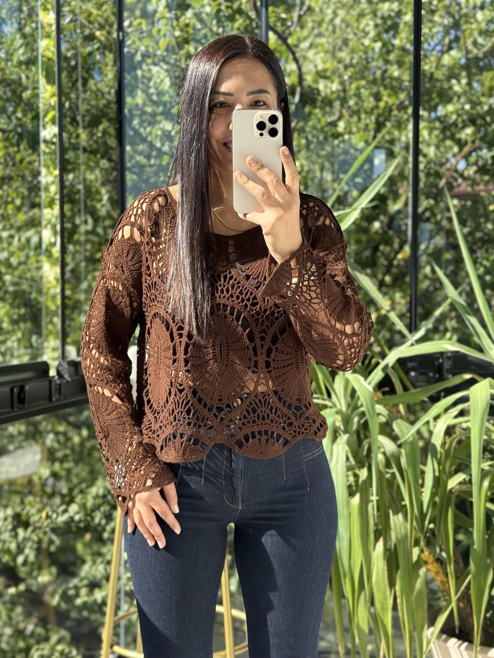  Zra Örme Bluz Kahve