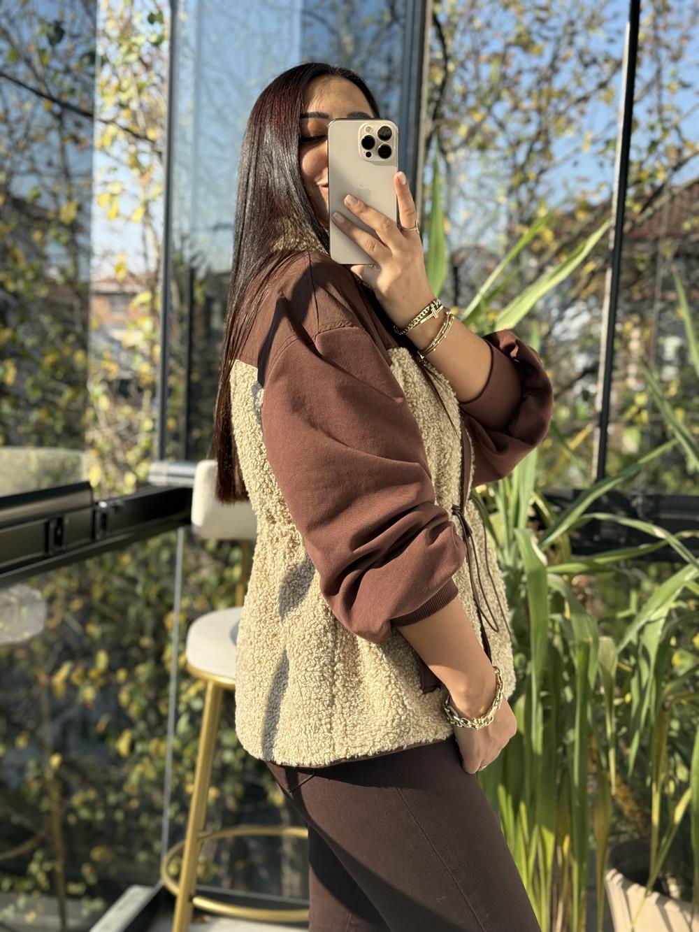 Pelüş Garnili Mont Kahve